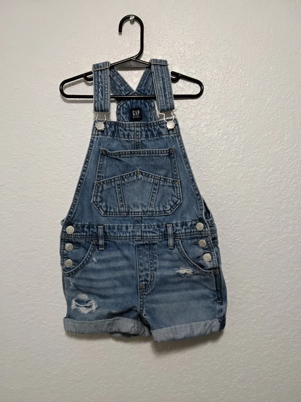 GAP Girls' Denim Short Overalls - Light Blue Size Small